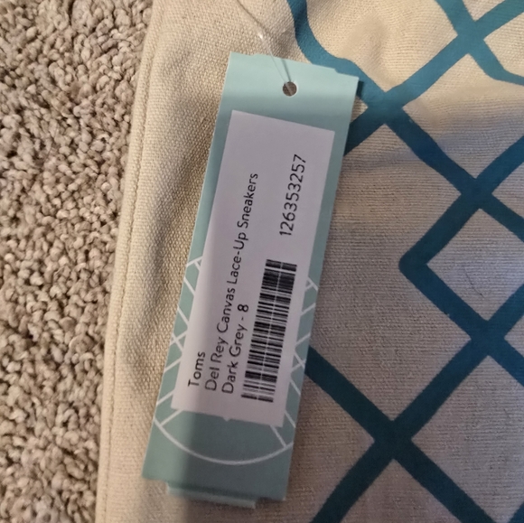 Toms Del Rey Canvas lace-up sneakers, size 8 Dark grey - Picture 3 of 10